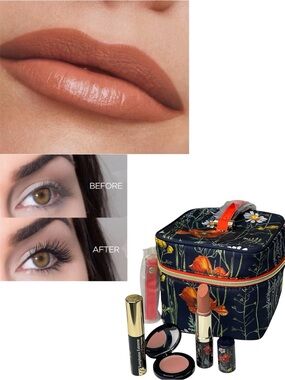 Estee Lauder 826 Modern Muse Lipstick Color Replenish Lip Balm Mascara & Bag Set